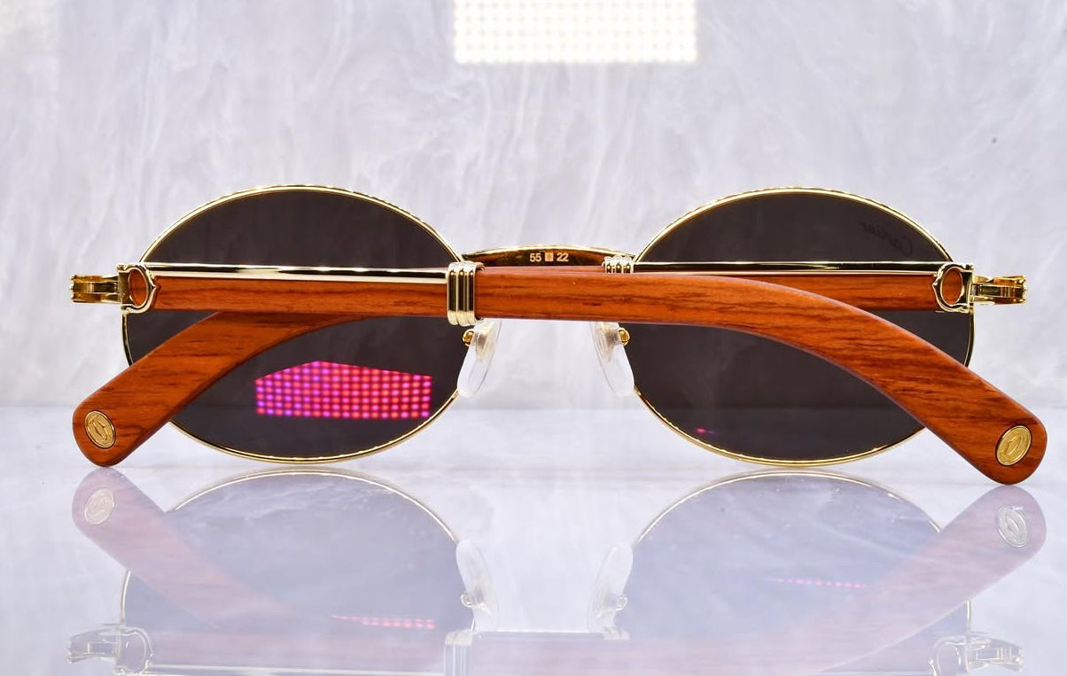 Pre-Owned Wood Frame Sunglasses Black Gradient
