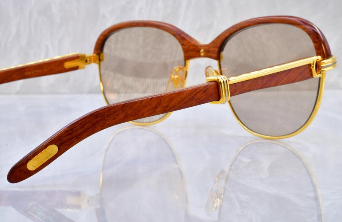 Pre-Owned Malmaison Wood Frame Sunglasses Tan Gradient
