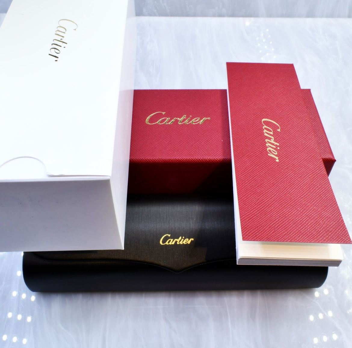 Pre-Owned Cartier Buffalo Horn White/Gold Sunglasses Tan Gradient
