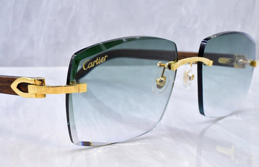Pre-Owned Wood Frame Sunglasses Teal Gradient