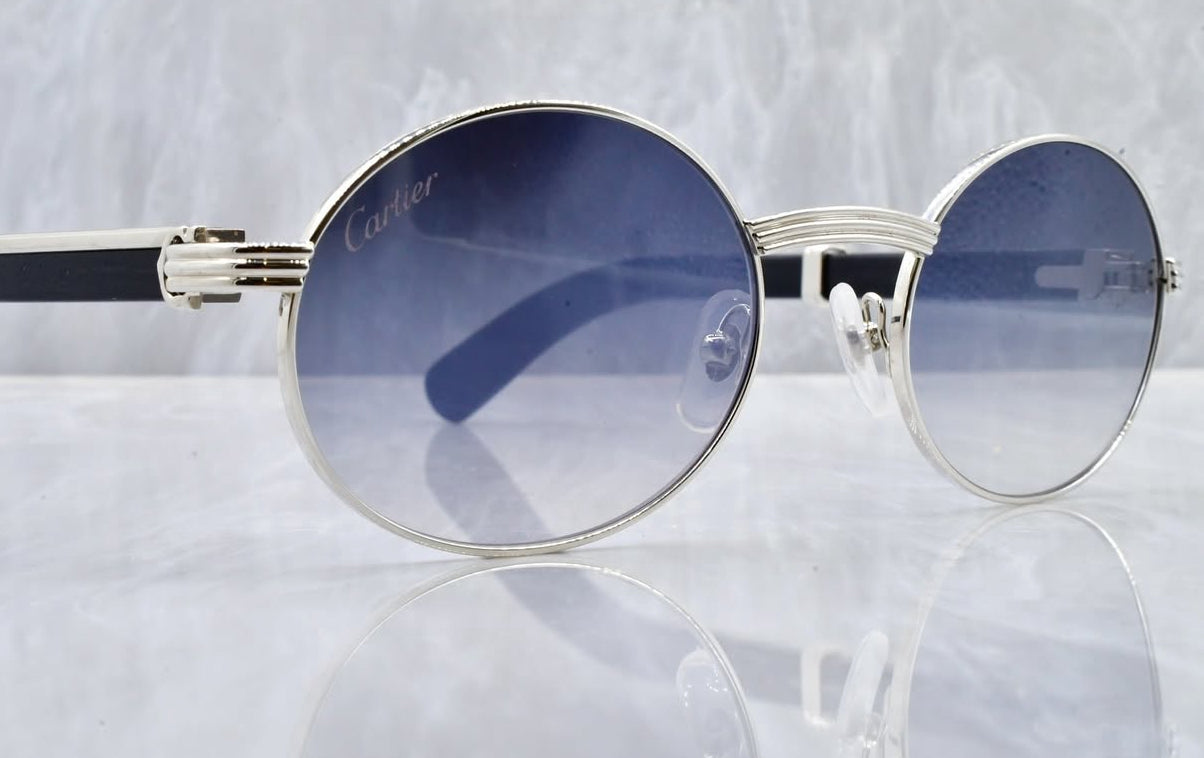Pre-Owned Black Giverny Wood Frame Sunglasses Smoke Gradient