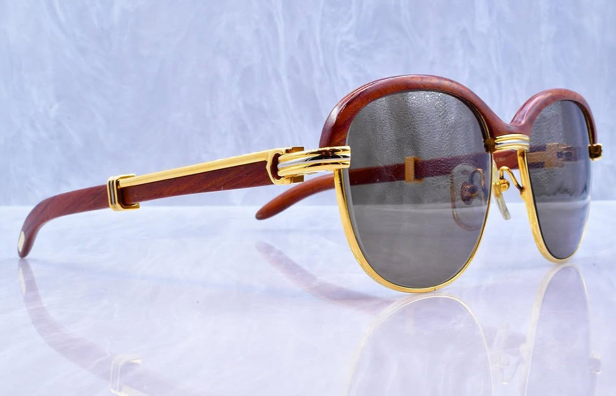 Pre-Owned Malmaison Wood Frame Sunglasses Smoke Gradient