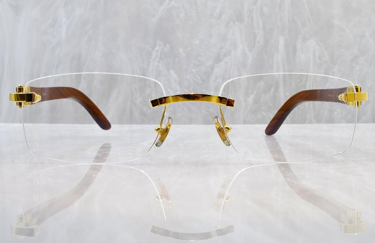 Pre-Owned Wood Frame Sunglasses Clear