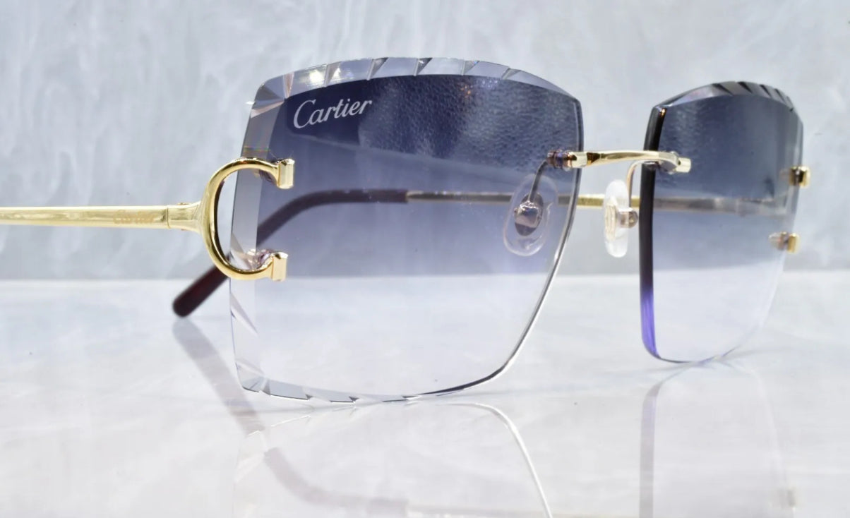 Pre-Owned Cartier C-Decor Diamond Cut Sunglasses Smoke Gradient