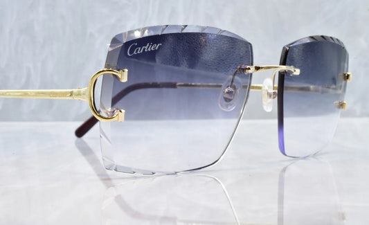 Pre-Owned Cartier C-Decor Diamond Cut Sunglasses Smoke Gradient