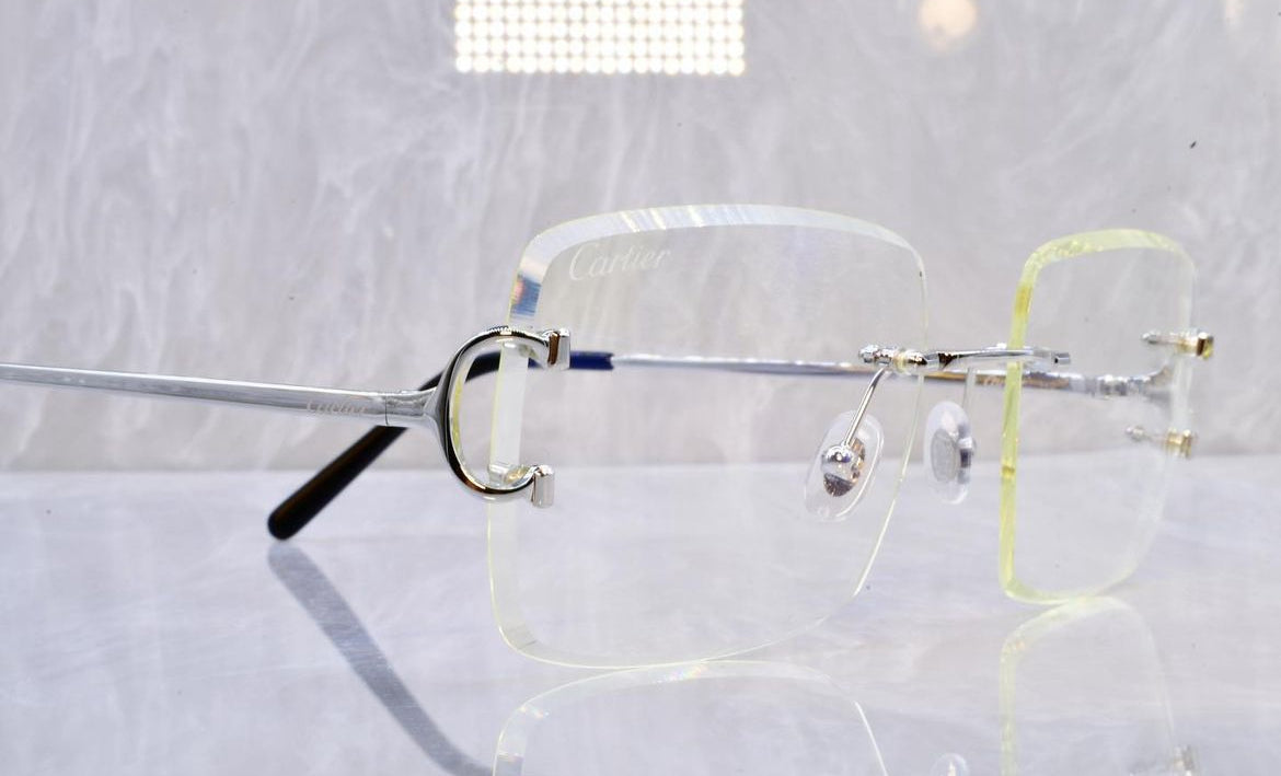 Pre-Owned Cartier C-Decor Sunglasses Clear/Platinum