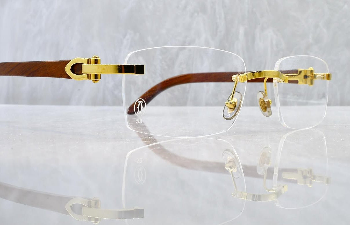 Pre-Owned Wood Frame Sunglasses Clear