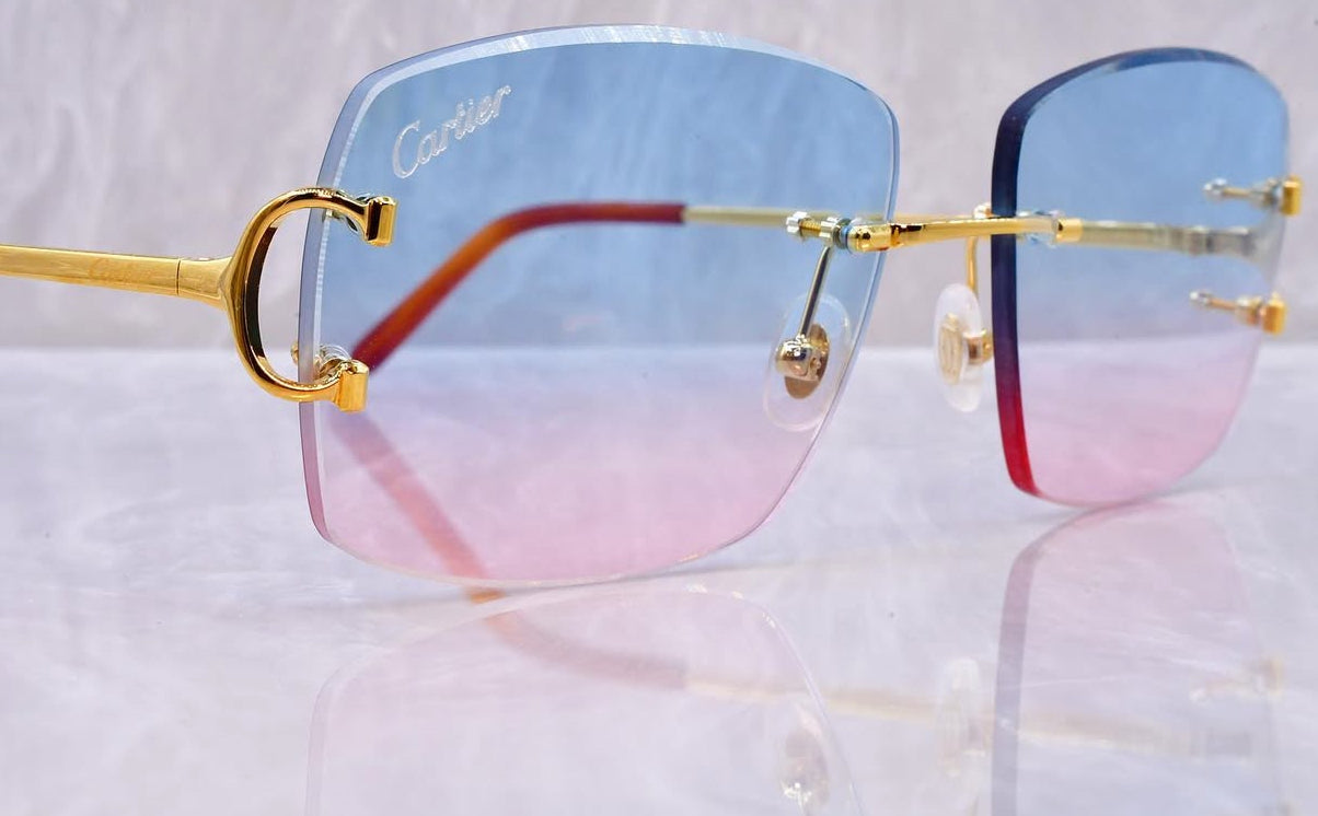 Pre-Owned Cartier C-Decor Sunglasses Turquoise Gradient