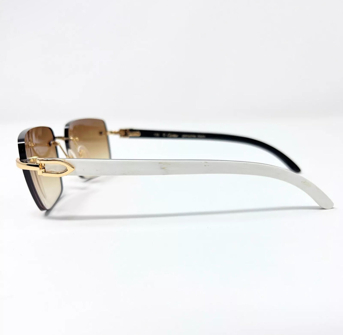 Pre-Owned Cartier Buffalo Horn White Sunglasses Tan/Brown Gradient
