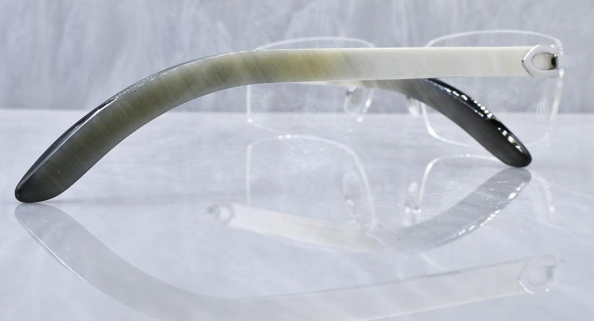Pre-Owned Cartier Buffalo Horn White Sunglasses Platinum Clear