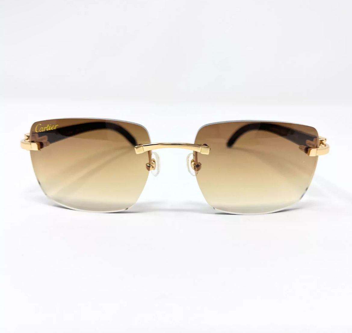 Pre-Owned Cartier Buffalo Horn White Sunglasses Tan/Brown Gradient