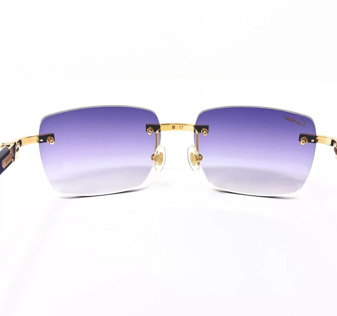 Pre-Owned Cartier Buffalo Horn White Premiere Sunglasses Lavener Gradient
