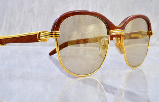 Pre-Owned Malmaison Wood Frame Sunglasses Tan Gradient
