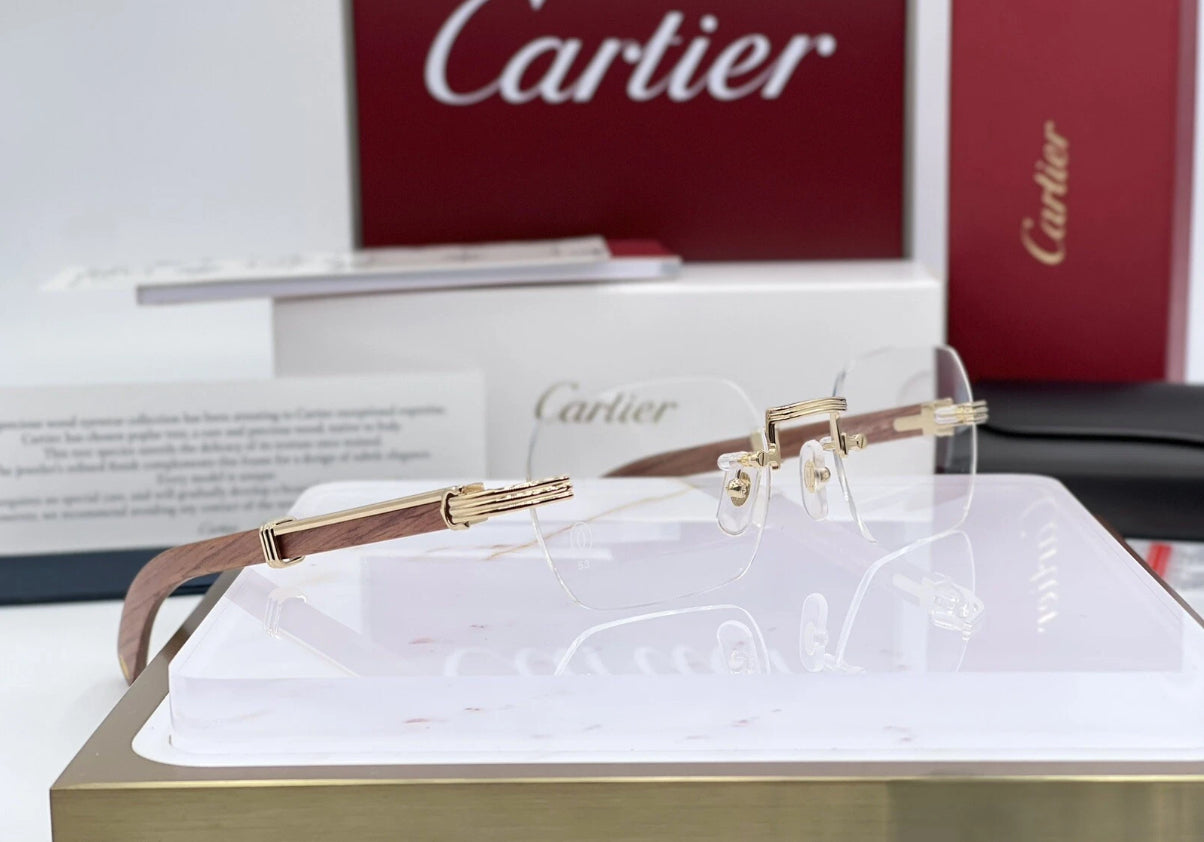 Pre-Owned Wood Frame Sunglasses Clear/Gold