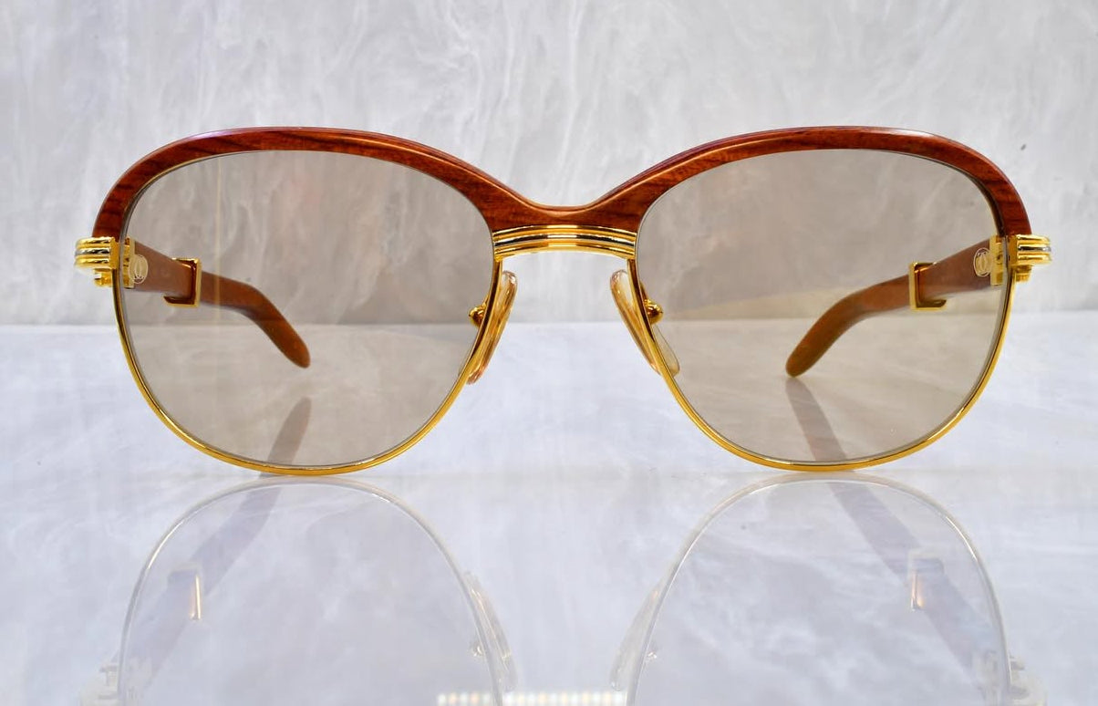 Pre-Owned Malmaison Wood Frame Sunglasses Tan Gradient