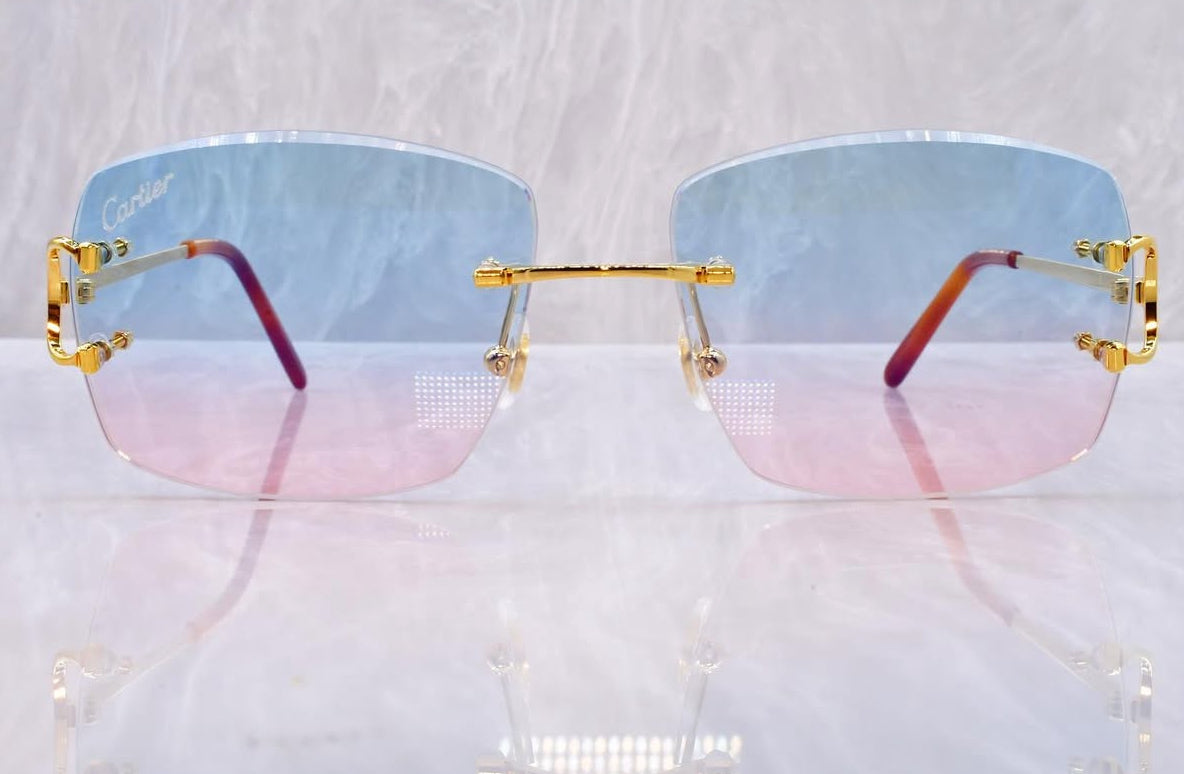 Pre-Owned Cartier C-Decor Sunglasses Turquoise Gradient