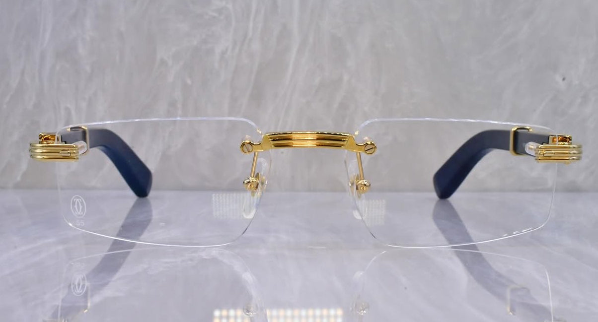 Pre-Owned Premiere Blue Wood Sunglasses Clear