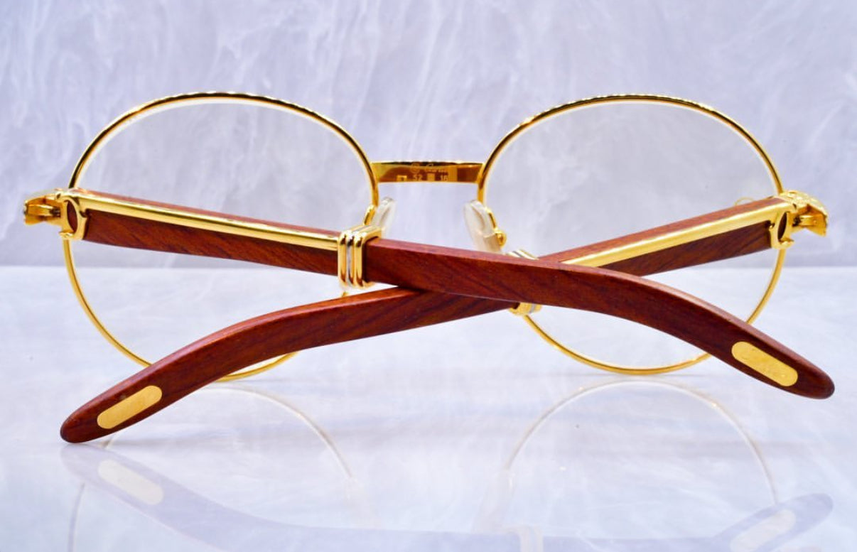Pre-Owned Giverny Wood Frame Sunglasses Clear Lens