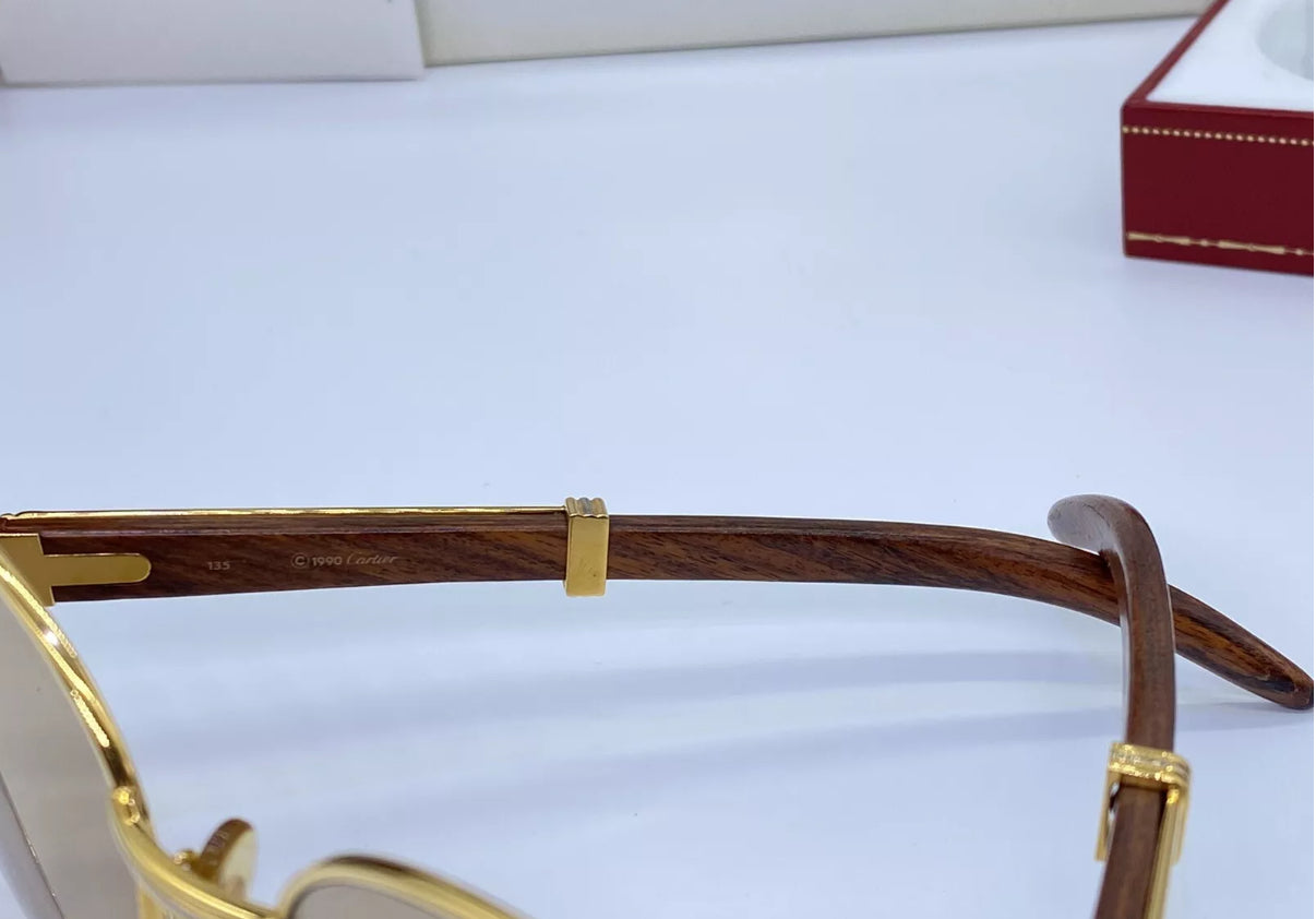 Pre-Owned Giverny Wood Frame Sunglasses Tan Gradient