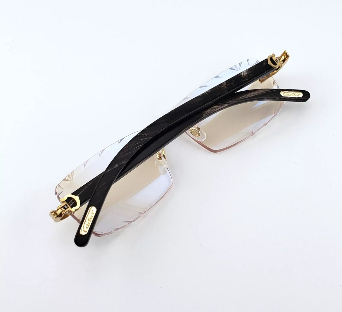 Pre-Owned Cartier Buffalo Horn Premiere Diamond Cut Sunglasses