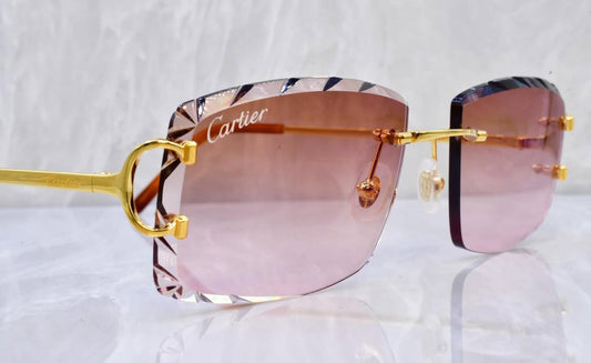 Pre-Owned Cartier C-Decor Diamond Cut Sunglasses Peach Gradient
